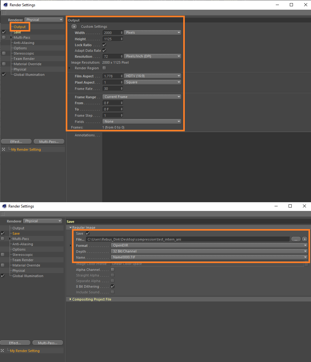 Configuración de renderizado 3D para Cinema 4D con el Physical Renderer