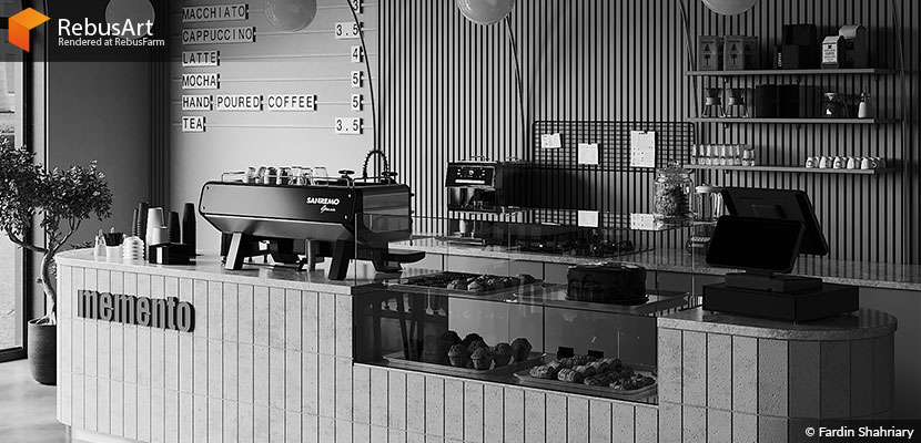 coffee shop interior archviz scene