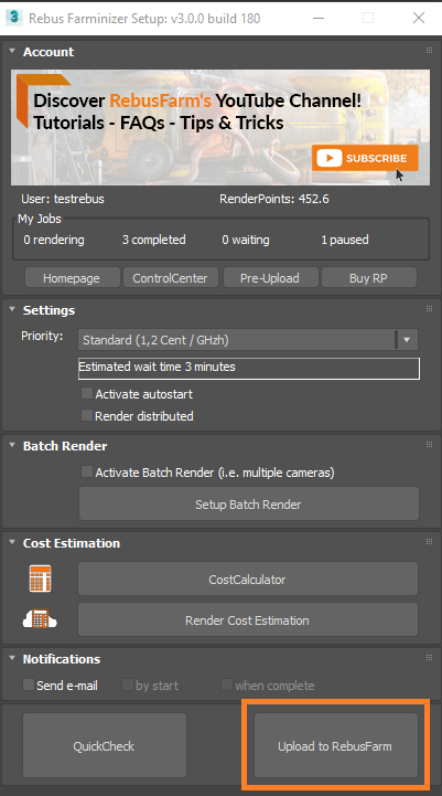 Rebus Farminizer setup window