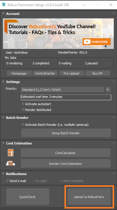 Fenêtre de configuration de Rebus Farminizer