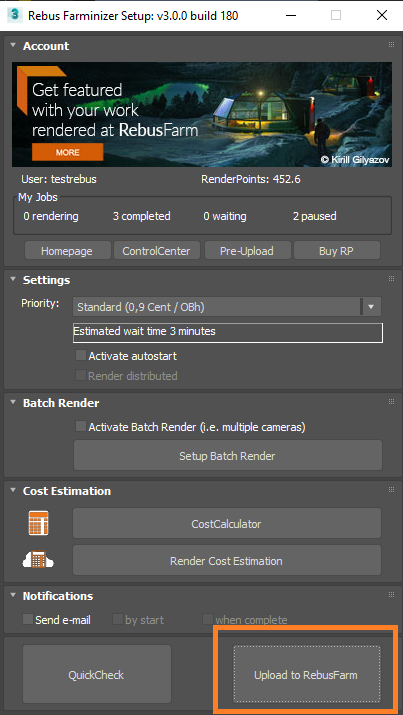 Janela de configuração do Rebus Farminizer