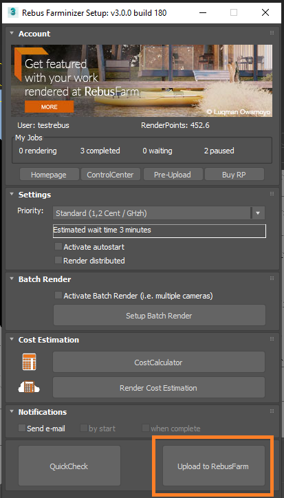 Fenêtre de configuration de Rebus Farminizer