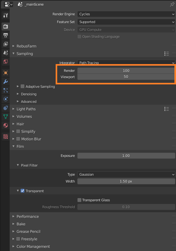 Configuración de renderizado 3D para Blender con CPU Cycles - Opciones de Render y Viewport