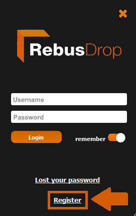 Botón de registro de RebusDrop
