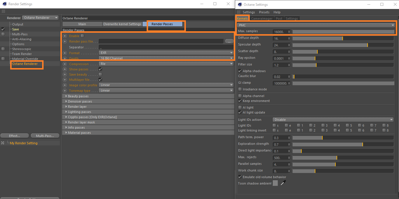 Configuration du rendu 3D pour Cinema 4D avec Octane Renderer