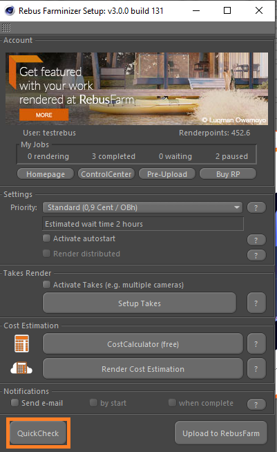 Rebus Farminizer menu - QuickCheck button