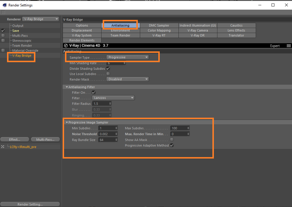 Configuration du rendu 3D pour Cinema 4D avec V-Ray