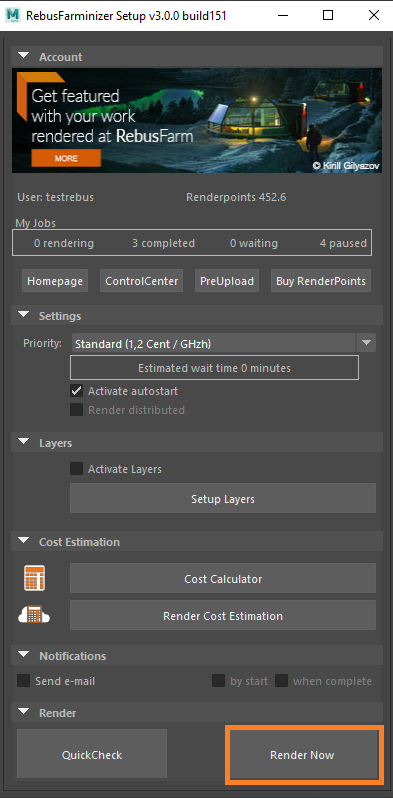 Rebus Farminizer setup window