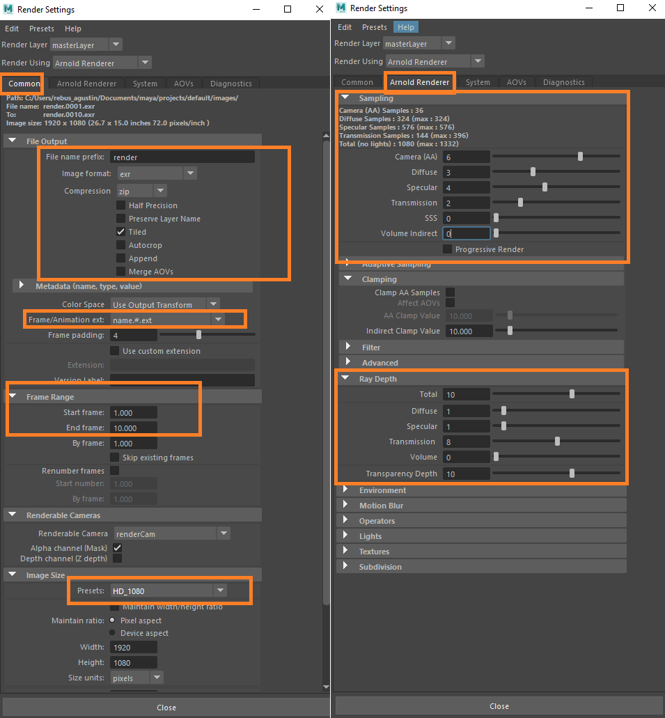 Configuration du rendu 3D pour Maya avec Arnold Renderer