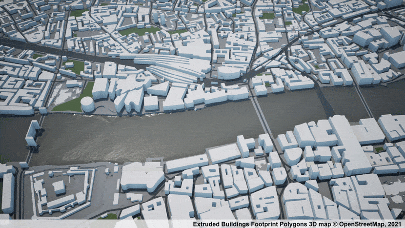 Render of Isle of Dogs London 3D Model. Captured using Photogrammetry in 2017 from 2016 aerial imagery.