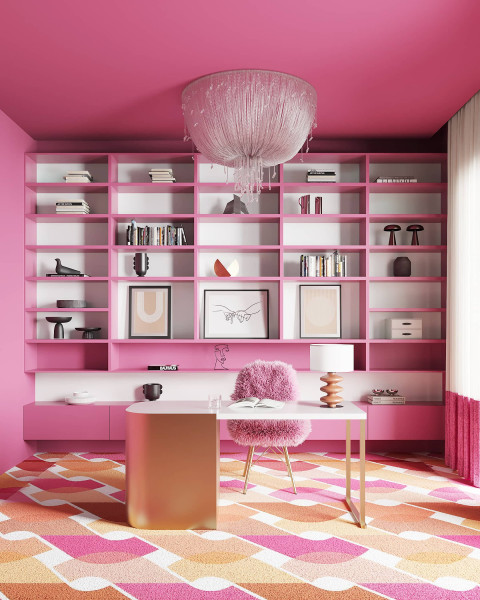 Barbenheimer office work space