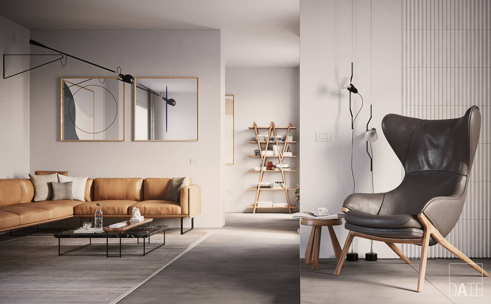3D cozy living room