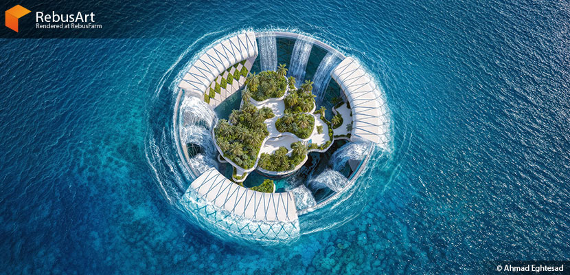 RebusArt featuring Ahmad Eghtesad Ahmad Eghtesad, 'Baobab Waterfall' Architectural visualization