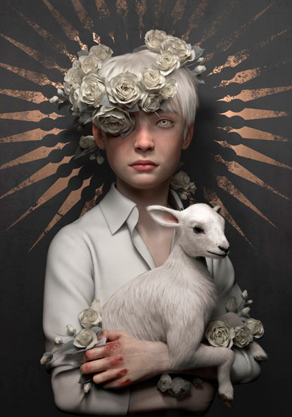 innocence - girl holding lamb