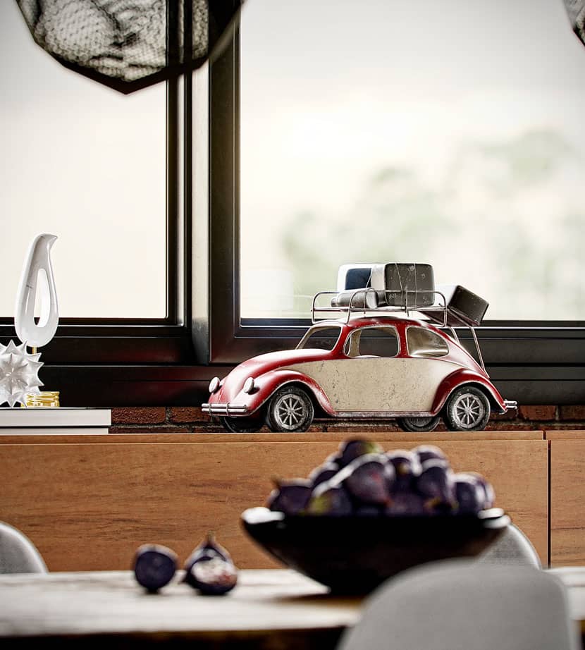 Detail of the kitchen - little toy car