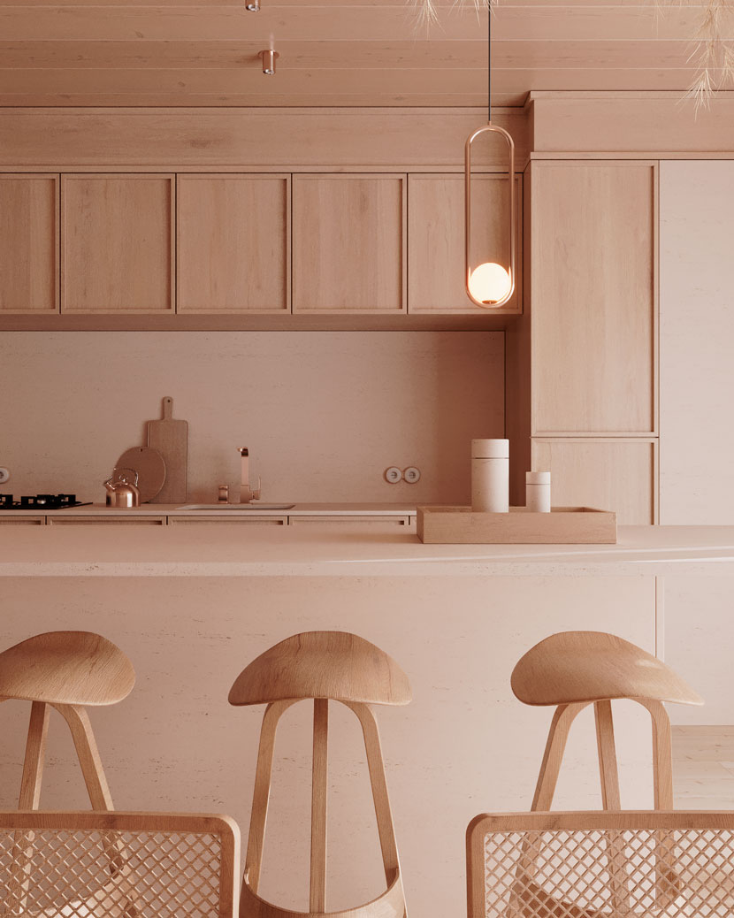 living room wood minimalism