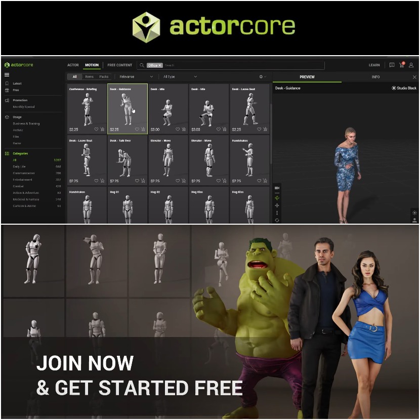 ActorCore - New generation of 3D characters and AAA motion library