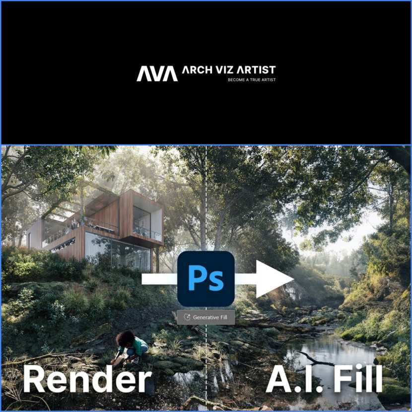 Arch Viz Artist - How to use AI Photoshop Tool to generate Photo Fills