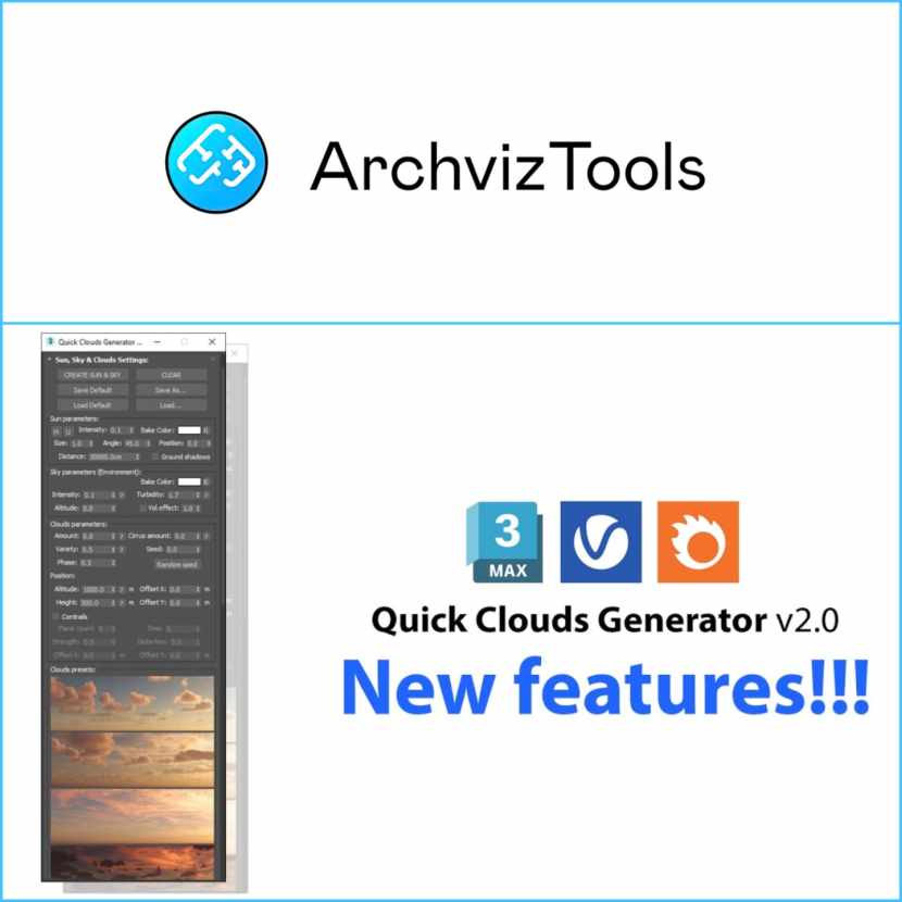 ArchvizTools - Quick Clouds Generator v2.0 New update!