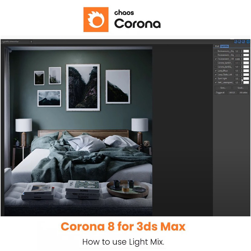 Chaos Corona - How to use Light Mix with Corona 8 for 3DS Max