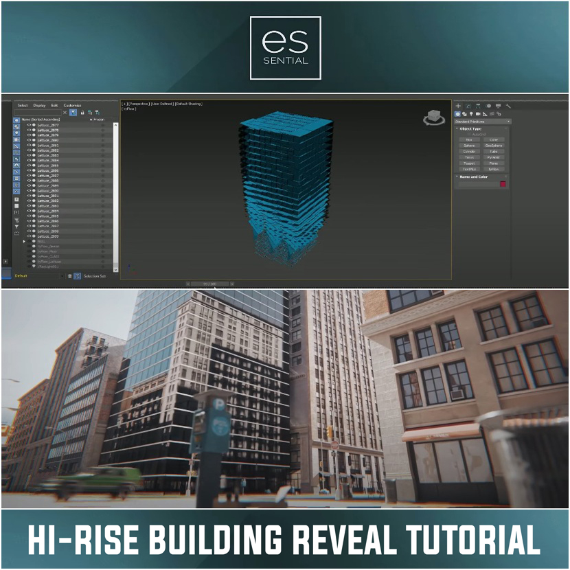 Edstudios - Revealing buildings using Tyflow, 3DS Max and Omniverse
