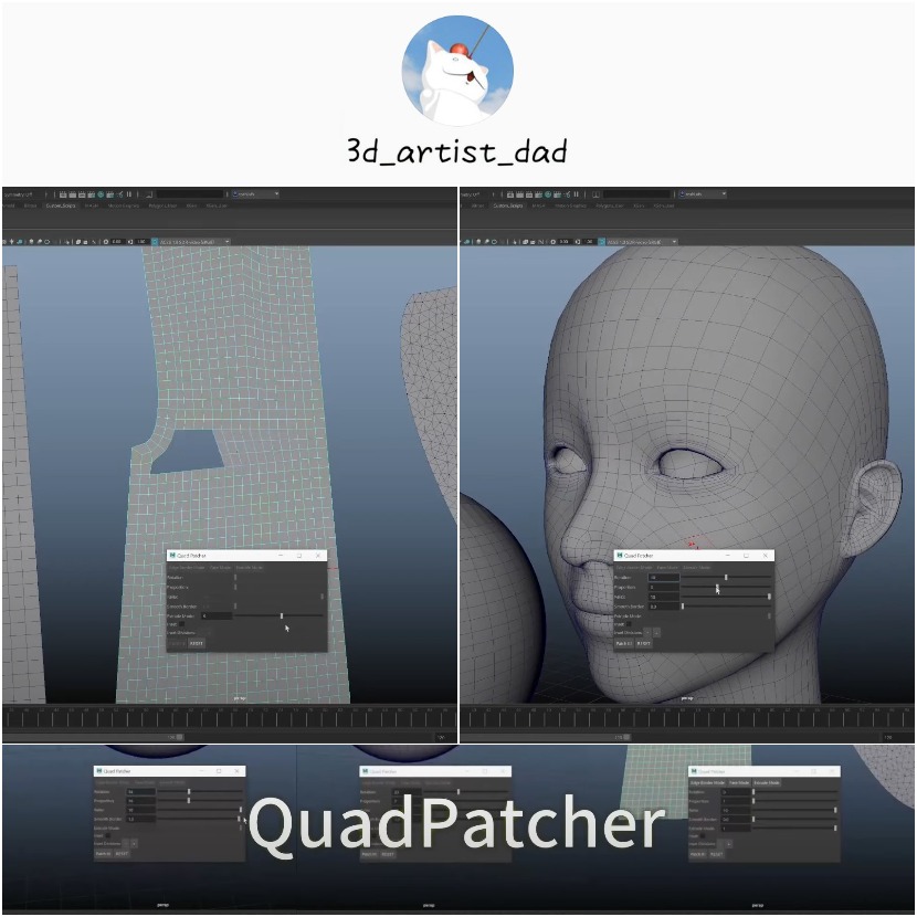 Quad Patcher - New free retopology script for Maya