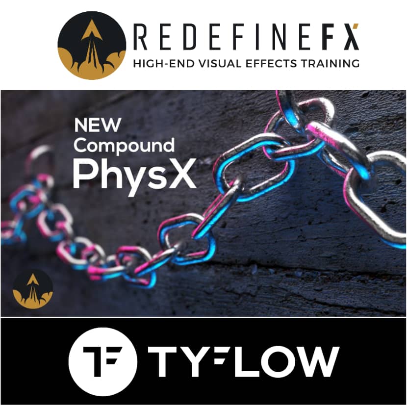 RedefineFX - NEW tyFlow Compound PhysX - Dynamic chain tutorial in 3DS Max 2023