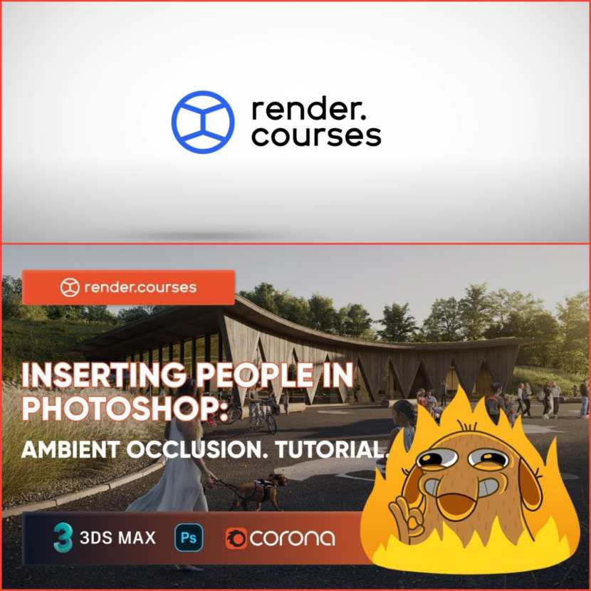 Render Courses - Inserting people in Photoshop Ambient occlusion tutorial