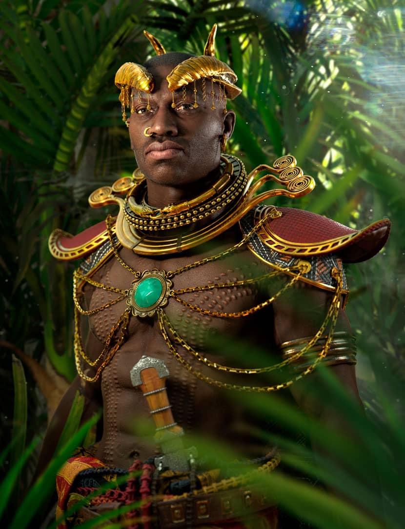 Olakunde - Rendering of proud jungle warrior