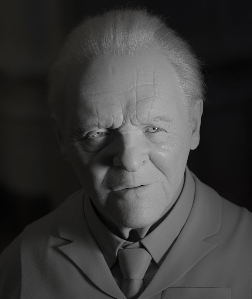 3D Grey Render of Anthony Hopkins